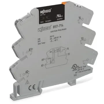 WAGO 857 Series Solid State Relay, 2 A Load, DIN Rail Mount, 240 V ac/dc Load - 857-714 product image