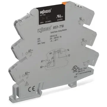 WAGO 857 Series Solid State Relay, 2 A Load, DIN Rail Mount, 240 V ac/dc Load - 857-718 product image