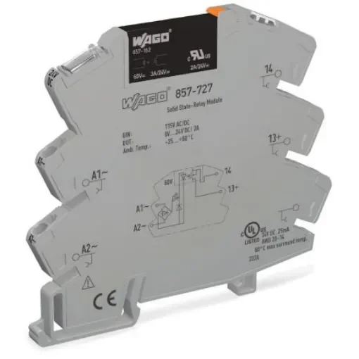 WAGO 857 Series Solid State Relay, 3 A Load, DIN Rail Mount, 30 V ac/dc Load - 857-727 product image