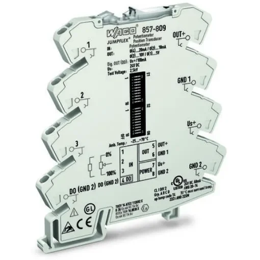 WAGO 857 Series Signal Conditioner, Temperature Input, Current, Voltage Output, 24V dc Supply - 857-809 product image