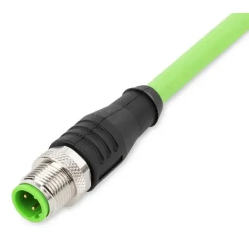 WAGO756, 20m Cat5e, Green M12 to Male, Aluminium Foil, Tinned Copper Braid, Terminated Polyurethane Sheath - 756-1201/060-200 product image