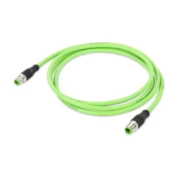WAGO756, 5m Cat5e, Green M12 to Male M12 Male, Aluminium Foil, Tinned Copper Braid, Terminated Polyurethane Sheath - 756-1203/060-050 product image