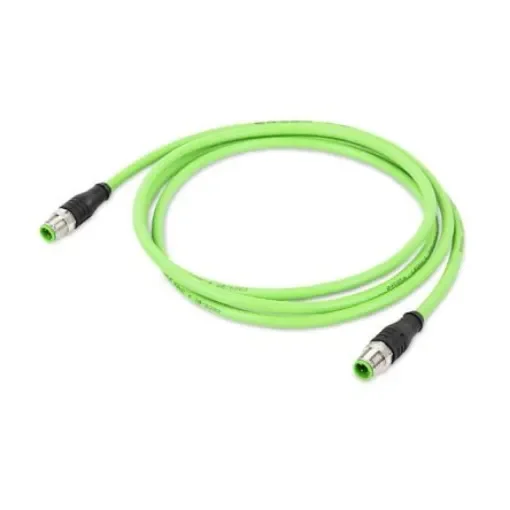 WAGO756, 20m Cat5e, Green M12 to Male M12 Male, Aluminium Foil, Tinned Copper Braid, Terminated Polyurethane Sheath - 756-1203/060-200 product image