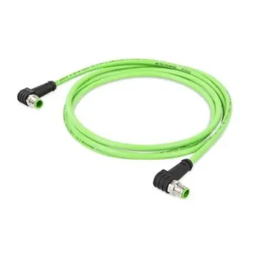 WAGO756, 2m Cat5e, Green M12 to Male M12 Male, Aluminium Foil, Tinned Copper Braid, Terminated Polyurethane Sheath - 756-1204/060-020 product image