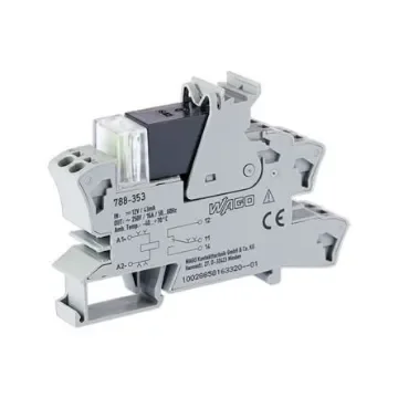 WAGO 788 Series Relay Module, DIN Rail Mount, 12V dc Coil, SPDT, 1-Pole, 16A Load - 788-353 product image