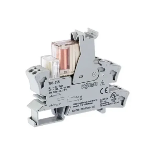 WAGO 788 Series Relay Module, DIN Rail Mount, 24V dc Coil, 1-Pole, 16A Load - 788-355 product image