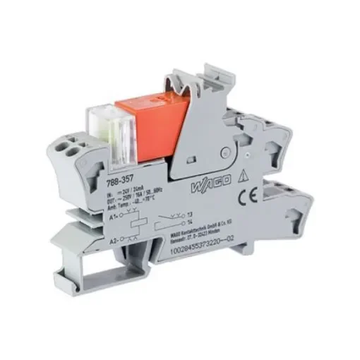 WAGO 788 Series Relay Module, DIN Rail Mount, 24V dc Coil, 1-Pole, 16A Load - 788-357 product image