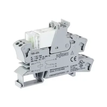 WAGO 788 Series Relay Module, DIN Rail Mount, 24V dc Coil, SPDT, 1-Pole, 16A Load - 788-404 product image