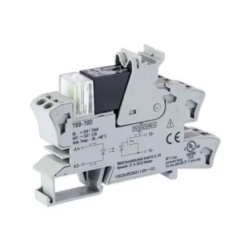 WAGO 857 Series Solid State Relay, 3.5 A Load, DIN Rail Mount, 24 V ac/dc Load - 788-700 product image