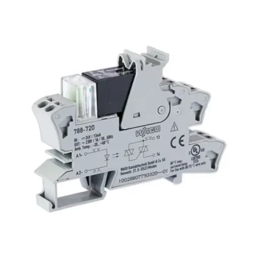 WAGO 857 Series Solid State Relay, 1 A Load, DIN Rail Mount, 240 V ac/dc Load - 788-720 product image