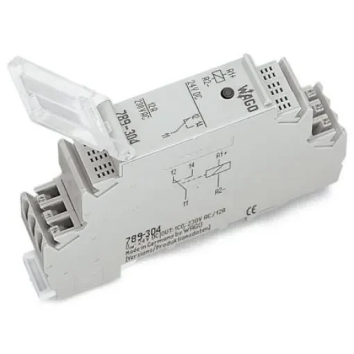 WAGO 789 Series Relay Module, DIN Rail Mount, 24V dc Coil, SPDT, 1-Pole, 12A Load - 789-304 product image