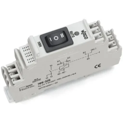 WAGO 789 Series Relay Module, DIN Rail Mount, 24V dc Coil, 1-Pole, 16A Load - 789-325 product image