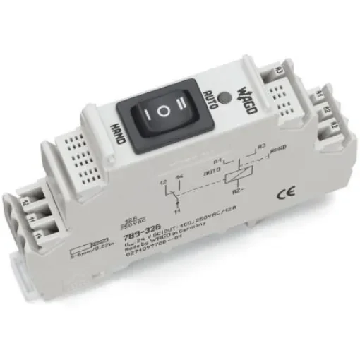 WAGO 789 Series Relay Module, DIN Rail Mount, 24V dc Coil, SPDT, 1-Pole, 12A Load - 789-326 product image