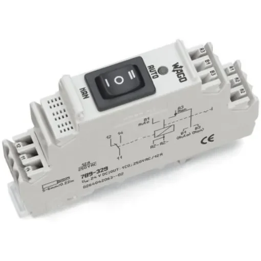 WAGO 789 Series Relay Module, DIN Rail Mount, 24V dc Coil, SPDT, 1-Pole, 12A Load - 789-329 product image
