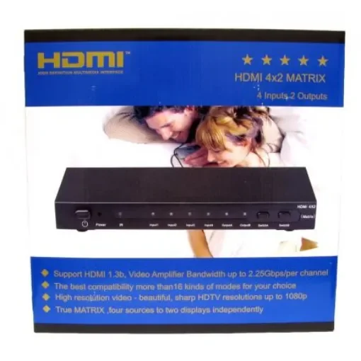 NewLink 4 Port 4 Input 4 Output HDMI Matrix Switch 1080 - HD-SMX404 product image