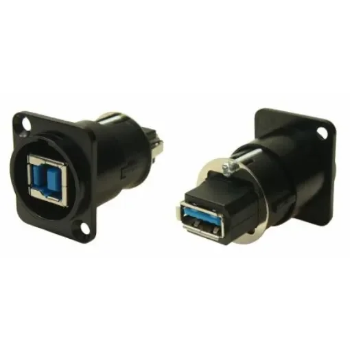 RS PRO Straight, Panel Mount, Socket- Dual Port Type B-A 3 Feedthrough USB Connector - 280092 product image