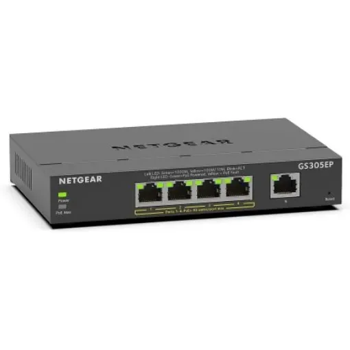 Netgear GS305EP, Smart 5 Port Ethernet Switch With PoE - GS305EP-100UKS product image