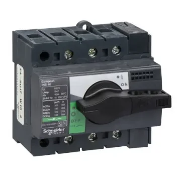 Schneider Electric 3P Pole Fixed Isolator Switch - 40A Maximum Current, 22kW Power Rating, IP40 - 28900 product image