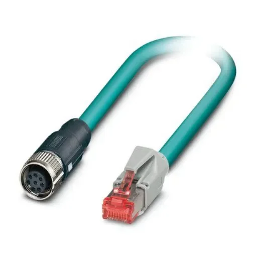Phoenix ContactNBC, 1m Cat5, Blue RJ45 to Male M12 Female Shielded, Terminated Polyurethane Sheath - 1407443 product image