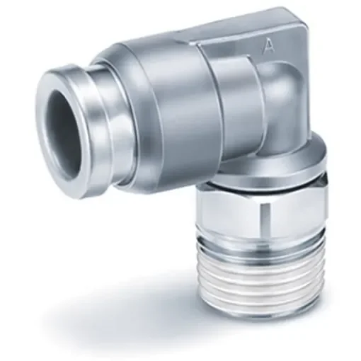 SMC KQB2 Series Male Stud Elbow, R 1/2 to Push In 16 mm, Threaded-to-Tube Connection Style - KQB2L16-04S product image