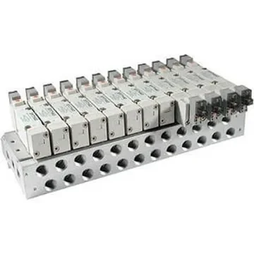 SMC SS5Y7 series 3 station G 1/4 Manifold for use with 5 Port Solenoid Valve - SS5Y7-20-03-00F-Q product image