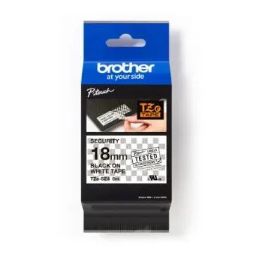 Brother Black on White Label Printer Tape, 8 m Length, 18 mm Width - TZESE4 product image