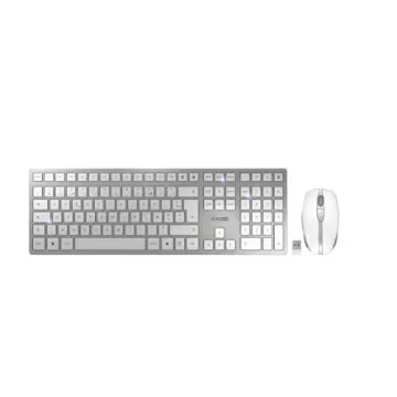 Cherry CHERRY DW 9100 SLIM Wireless Ergonomic Keyboard and Mouse Set, AZERTY (France), Silver/White - JD-9100FR-1 product image