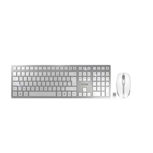 Cherry CHERRY DW 9100 SLIM Wireless Ergonomic Keyboard and Mouse Set, AZERTY (France), Silver/White - JD-9100FR-1 product image