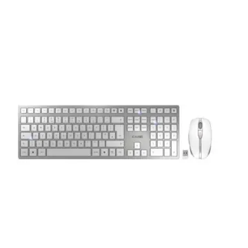 Cherry CHERRY DW 9100 SLIM Wireless Ergonomic Keyboard and Mouse Set, QWERTY (UK), Silver/White - JD-9100GB-1 product image