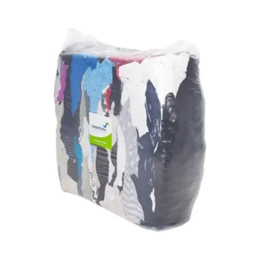 Davis & Moore T-Shirt Rags 10Kg Multi Colour Cotton Wipes for General Purpose, Dry Use, Bag, Repeat Use - CH10 product image
