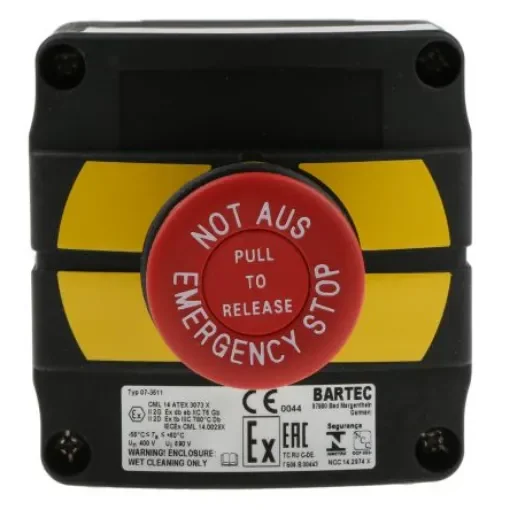 Bartec Control Station Switch - SPDT, Thermoplastic, Red, Emergency Stop, IP66, IP67 - 07-3511-10N84 product image