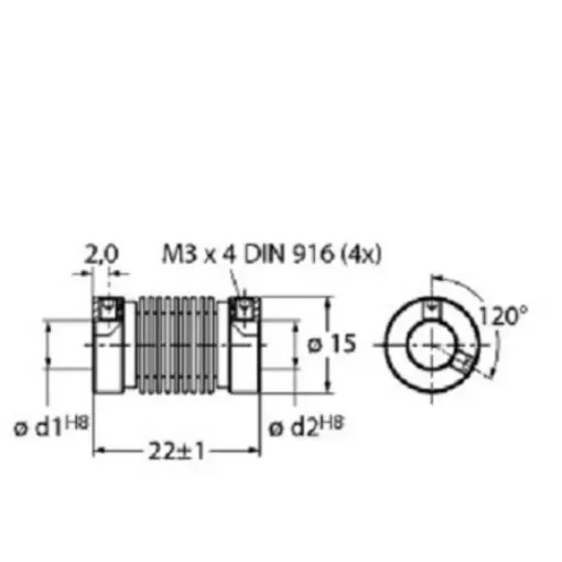 Turck, RCS Series 6 mm Coupling, 22mm Cable Length, 15mm Probe - RCS-15-06-06 product image