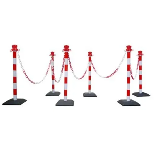 Viso Red & White Plastic Chain Barrier, 10m - PPC3006RB product image