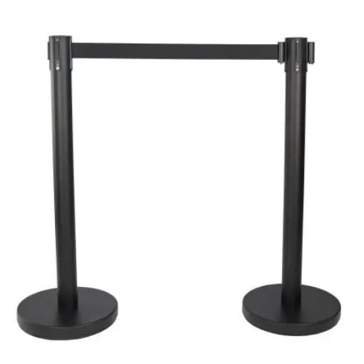 Viso Black Steel Retractable Barrier, 3m, Black Tape - RECO22BKBK product image