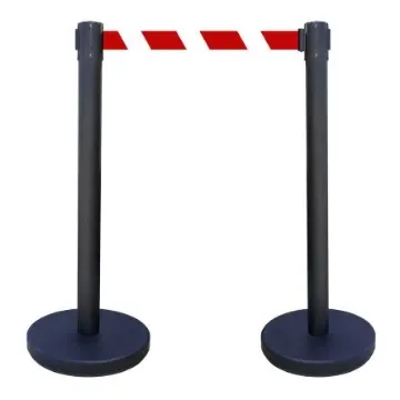Viso Black Steel Retractable Barrier, Red, White Tape - RECO22BKRB product image