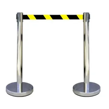 Viso Chrome Stainless Steel Retractable Barrier, 3m, Black, Yellow Tape - RECO22SRNJ product image
