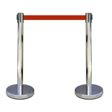 Viso Chrome Stainless Steel Retractable Barrier, 3m, Red Tape - RECO22SRRE product image