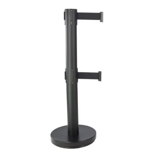 Viso Black Steel Retractable Barrier, 4m, Black Tape - REDO4BKBK product image