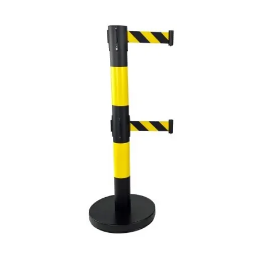 Viso Black & Yellow Steel Retractable Barrier, 4m, Black, Yellow Tape - REDO4NJNJ product image