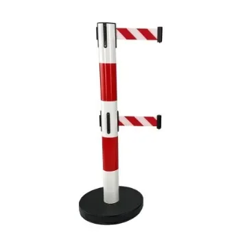 Viso Red & White Steel Retractable Barrier, 4m, Red, White Tape - REDO4RBRB product image