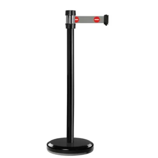Viso Black Steel Barrier Post, 2m, Grey Tape - RS2BKENT product image