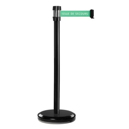 Viso Black Steel Barrier Post, 2m, Green Tape - RS2BKSECOURS product image