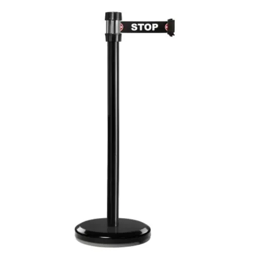 Viso Black Steel Barrier Post, 2m, Black Tape - RS2BKSTOP product image