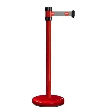 Viso Red Steel Barrier Post, 2m, Grey Tape - RS2ROENT product image