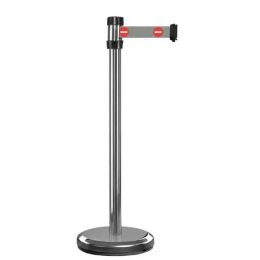 Viso Grey Aluminium Barrier Post, 2m, Grey Tape - RS2SRENT product image