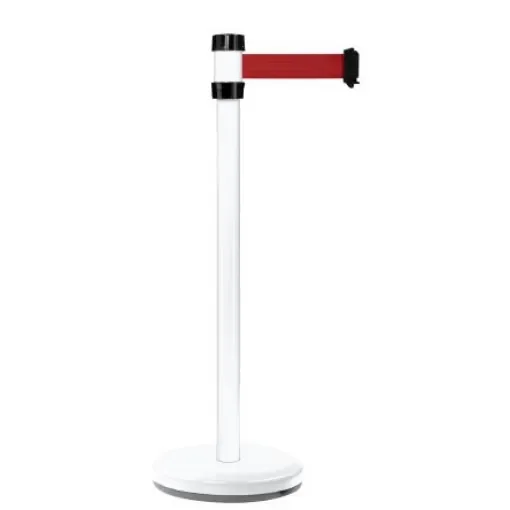 Viso White Steel Barrier Post, 2m, Red Tape - RS2WHRE product image