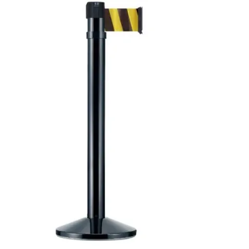 Viso Black Aluminium Barrier Post, 4m, Black, Yellow Tape - RS410BKNJ product image