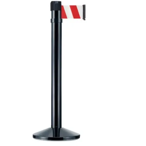 Viso Black Aluminium Barrier Post, 4m, Red, White Tape - RS410BKRB product image