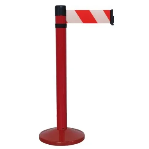 Viso Red Aluminium Barrier Post, 4m, Red, White Tape - RS410RORB product image