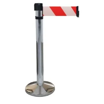 Viso Grey Aluminium Barrier Post, 4m, Red, White Tape - RS410SRRB product image
